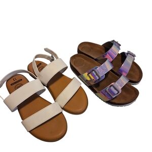 Little Girl Sandle Bundle- Cream and Iridescent Size 13